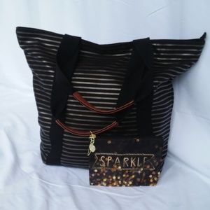 NWOT BATH & BODY WORKS Gold Sparkle Canvas Tote